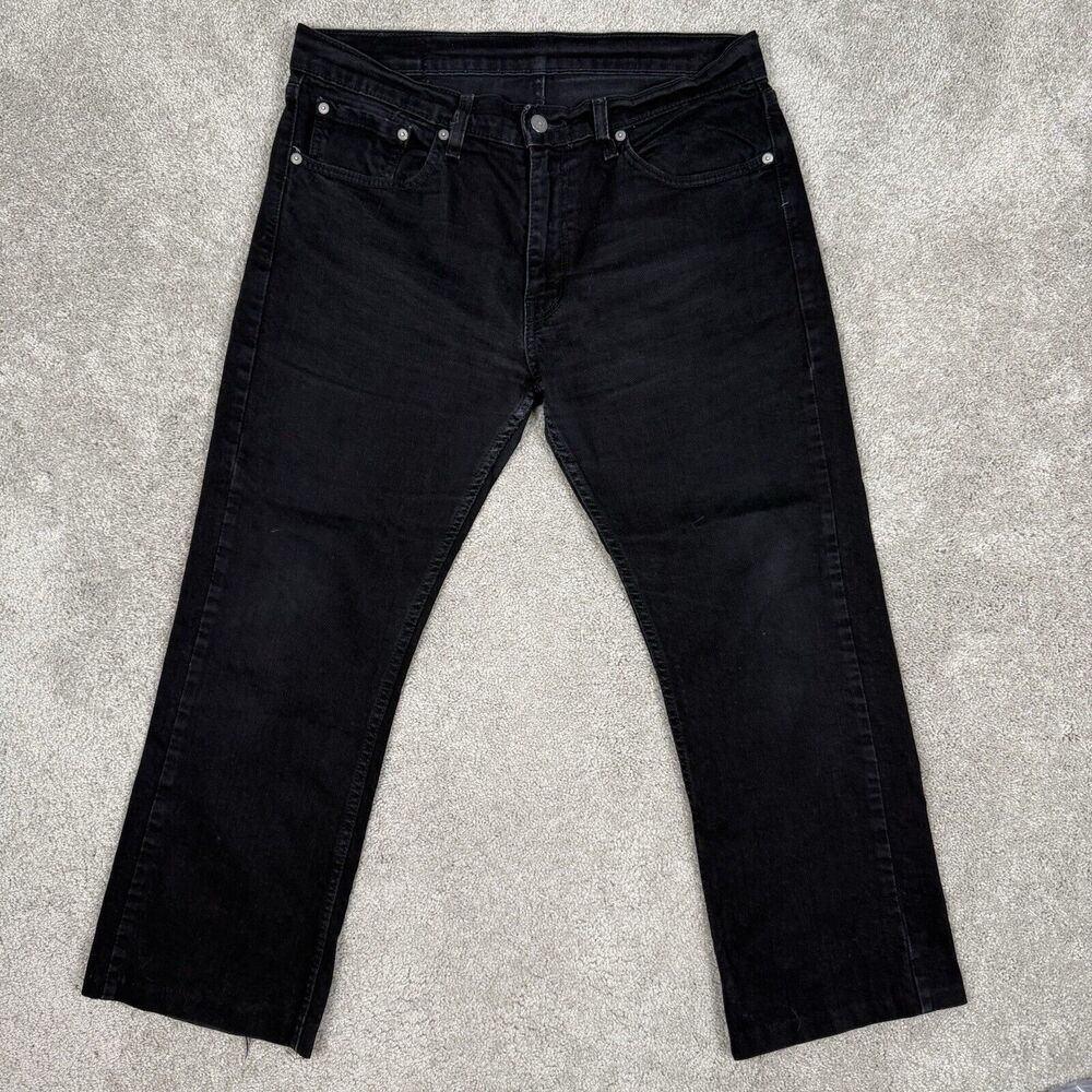 Levi's Men's 527 Bootcut Jeans 34x25 Black Tailored Cropped Flat Front